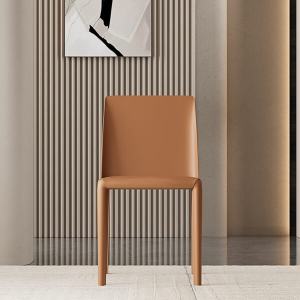 Modern Simple Orange Leather Ltalian Minimalist Dining Chair