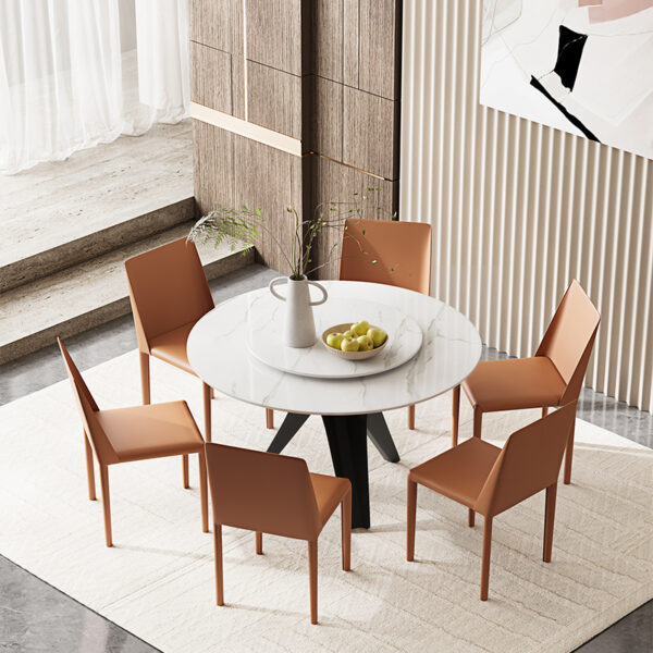 Modern Simple Orange Leather Ltalian Minimalist Dining Chair
