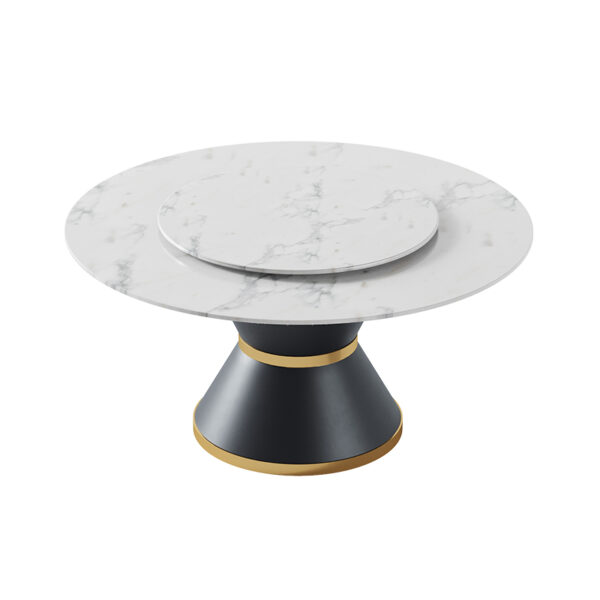 Round White Marble Dining Table With Iron Circular Base