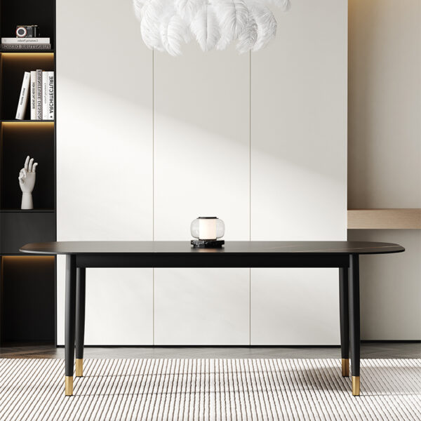 Black And White Matching Rock Plate Dining Table