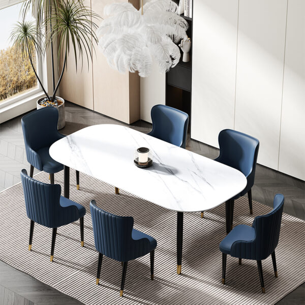 Black And White Matching Rock Plate Dining Table