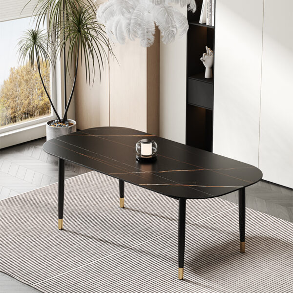 Black And White Matching Rock Plate Dining Table