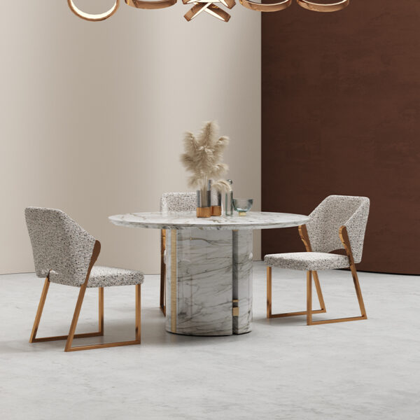 Modern Light Luxury Round White Marble Dining Table