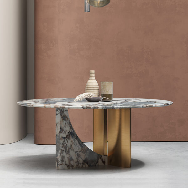 Modern Simple Round Marble Elephant White Dining Table