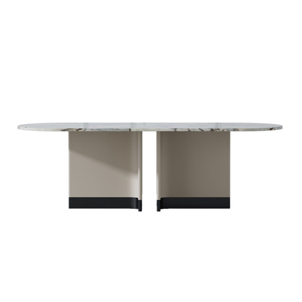 Natural Marble Dining Table With Long White Round Table