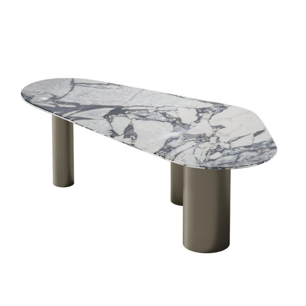Irregular triangle natural marble modern simple dining table
