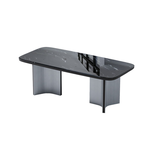 Black Deluxe Rectangular Dining Table For Six Families