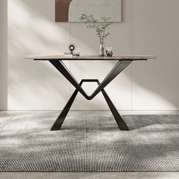 Cross Design Leg Modern Color Matching Dining Table