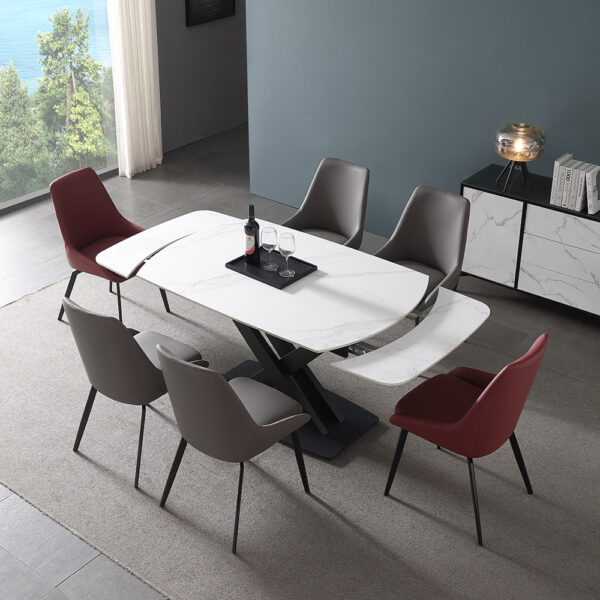 White Retractable Plate Modern Simple Household Dining Table