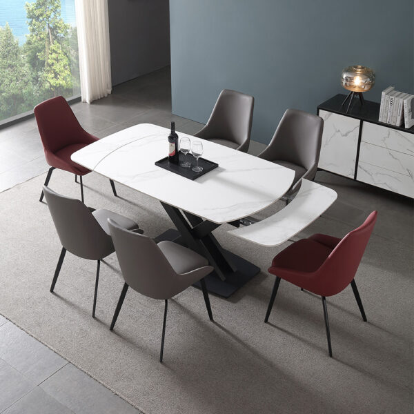 White Retractable Plate Modern Simple Household Dining Table