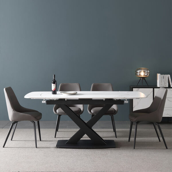 White Retractable Plate Modern Simple Household Dining Table
