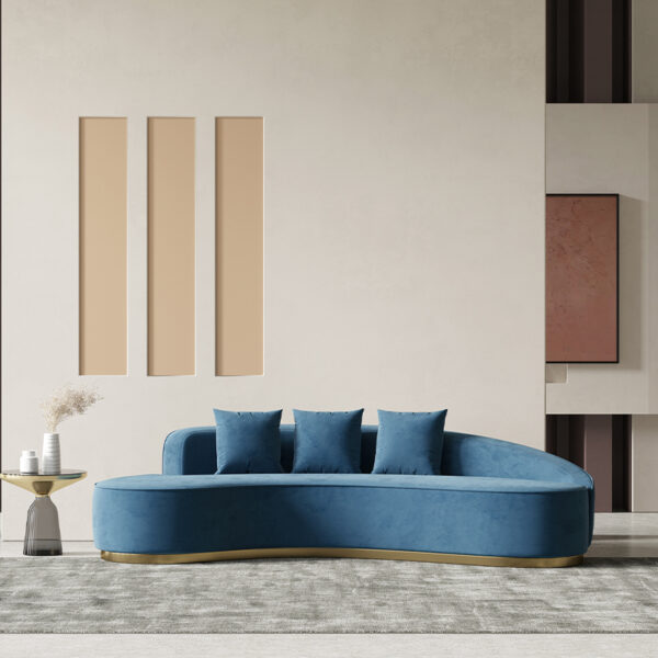 Italian minimalist blue velvet fabric banana sofa
