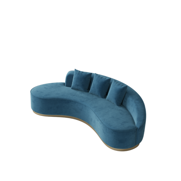 Italian minimalist blue velvet fabric banana sofa