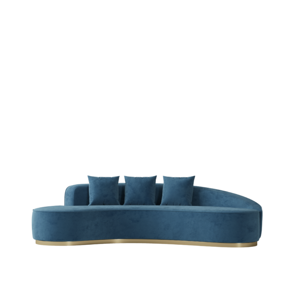 Italian minimalist blue velvet fabric banana sofa