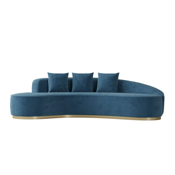 Italian minimalist blue velvet fabric banana sofa