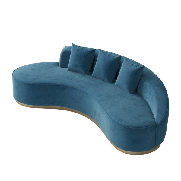 Italian minimalist blue velvet fabric banana sofa