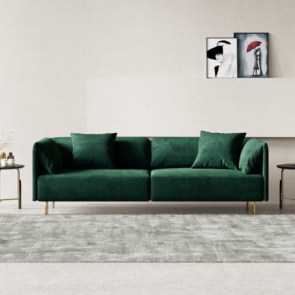 Modern minimalist green flannelette square living room sofa