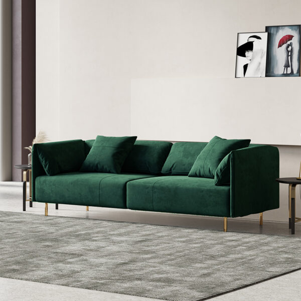 Modern minimalist green flannelette square living room sofa