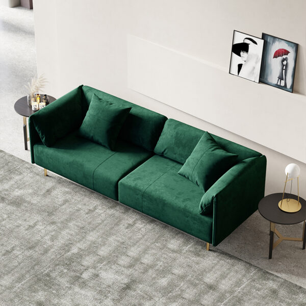 Modern minimalist green flannelette square living room sofa