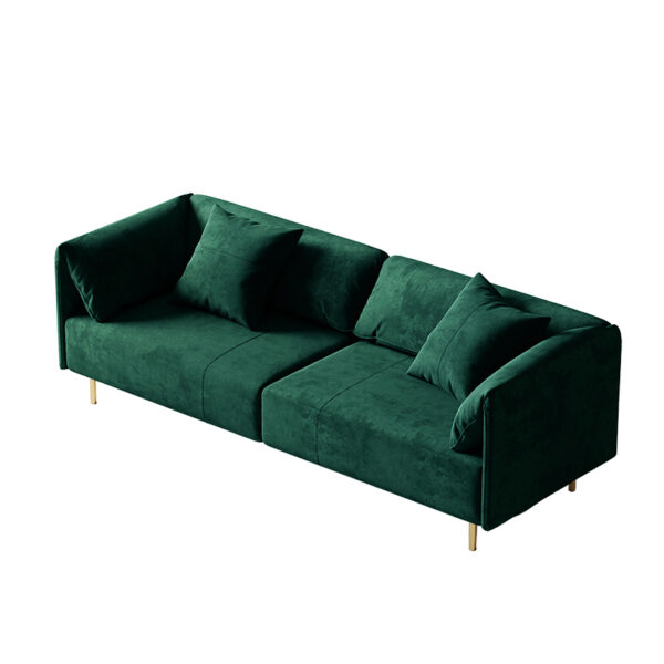 Modern minimalist green flannelette square living room sofa