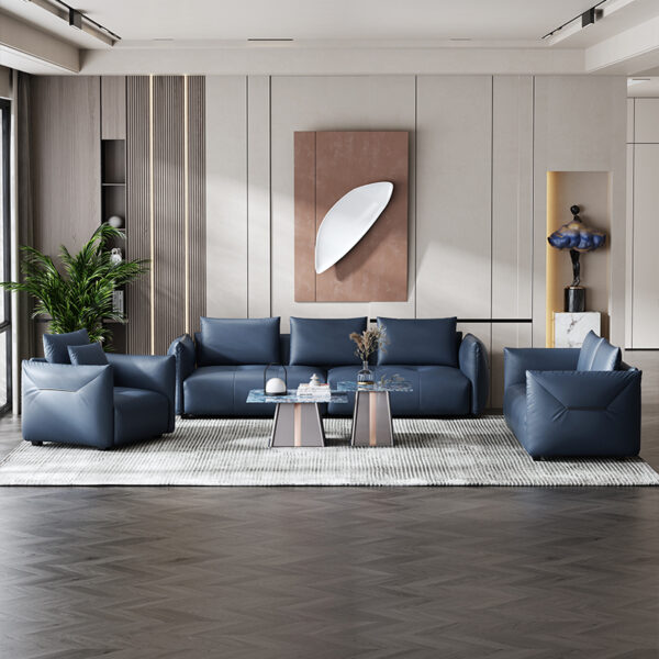 Modern Simple Leather Three-seat Living Room Sofa
