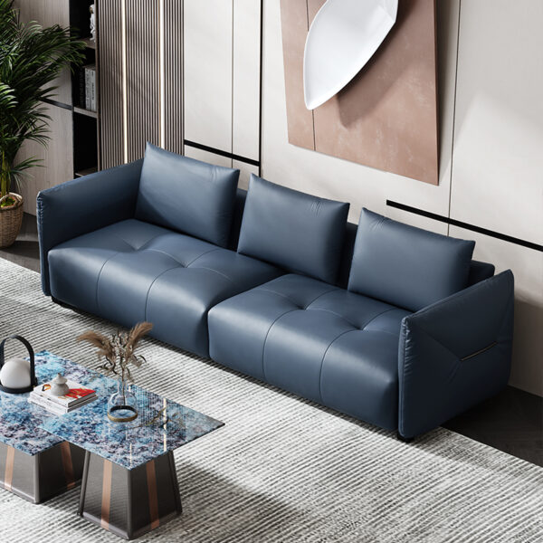 Modern Simple Leather Three-seat Living Room Sofa
