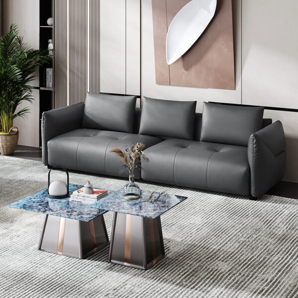 Modern Simple Leather Three-seat Living Room Sofa