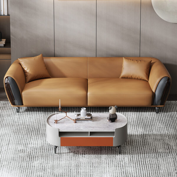 Nordic Italian In-line Leather Living Room Luxury Sofa