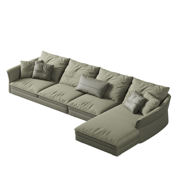 Modern Minimalist Large Flat Wide Seat Suede Sofa