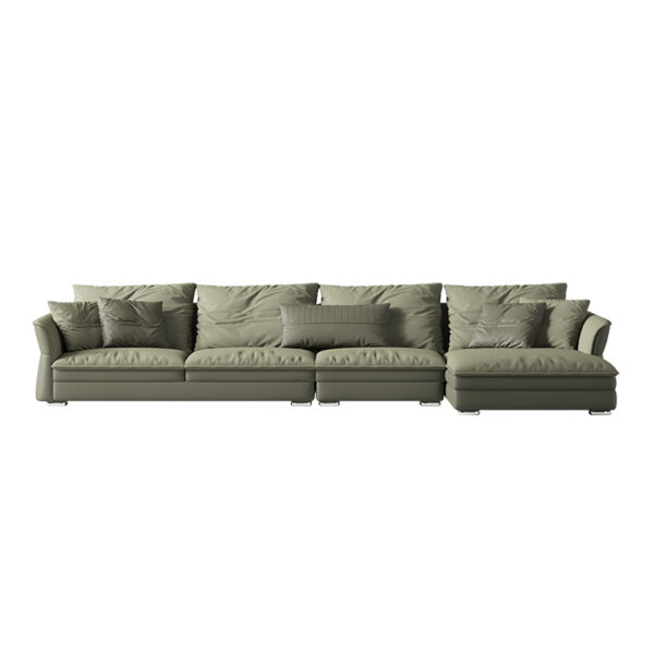 Modern Minimalist Large Flat Wide Seat Suede Sofa