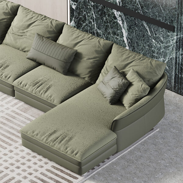 Modern Minimalist Large Flat Wide Seat Suede Sofa