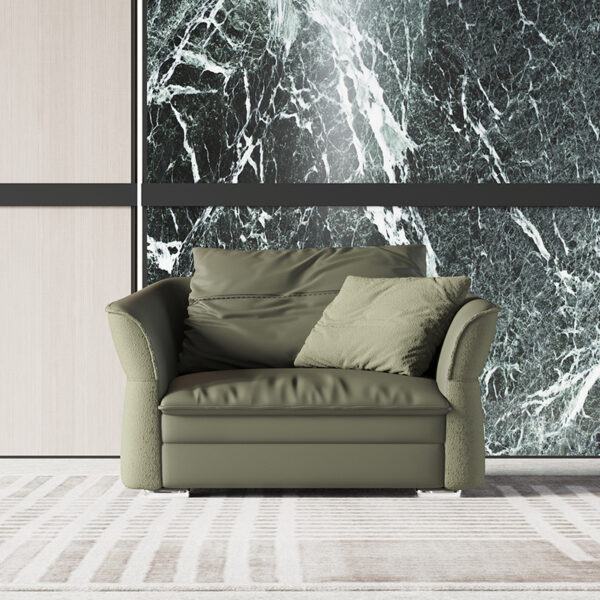 Modern Minimalist Large Flat Wide Seat Suede Sofa