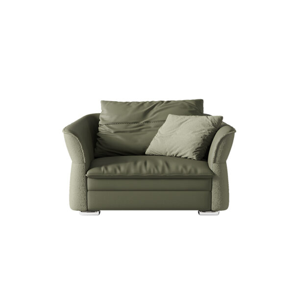 Modern Minimalist Large Flat Wide Seat Suede Sofa