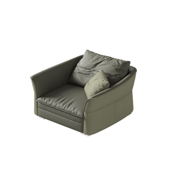 Modern Minimalist Large Flat Wide Seat Suede Sofa