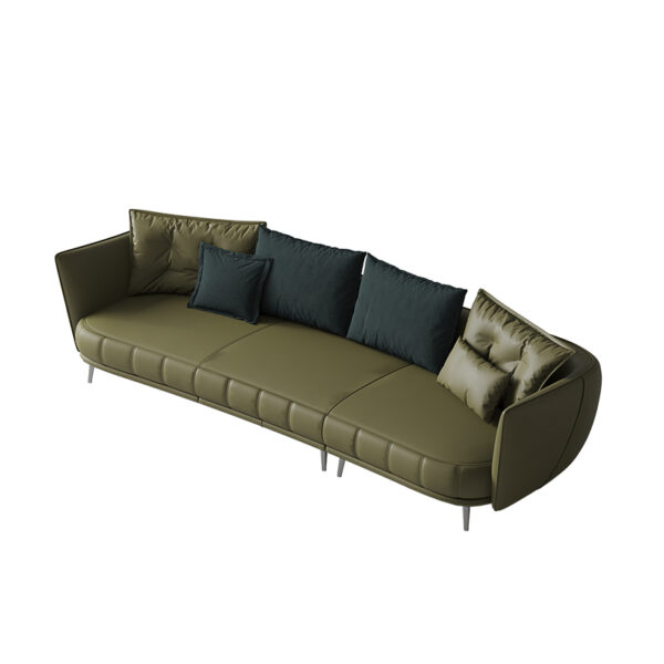 American Light Luxury Arc Green Piano Keys Leather Sofa