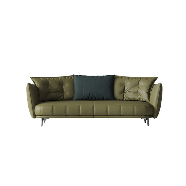 American Light Luxury Arc Green Piano Keys Leather Sofa