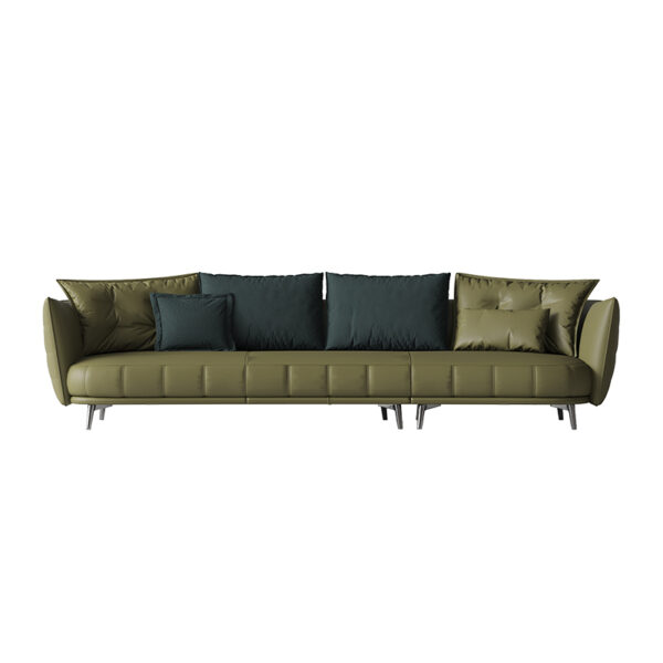 American Light Luxury Arc Green Piano Keys Leather Sofa