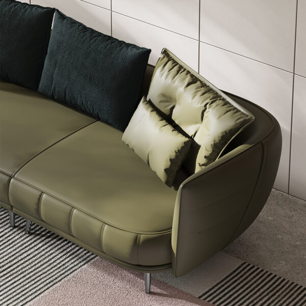 American Light Luxury Arc Green Piano Keys Leather Sofa