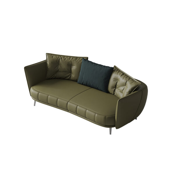 American Light Luxury Arc Green Piano Keys Leather Sofa
