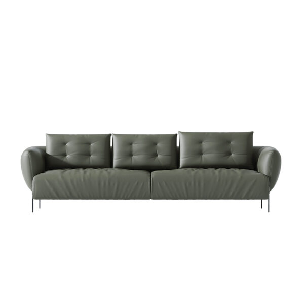 Italian Minimalist Green High-grade Leather Three-seat Sofa
