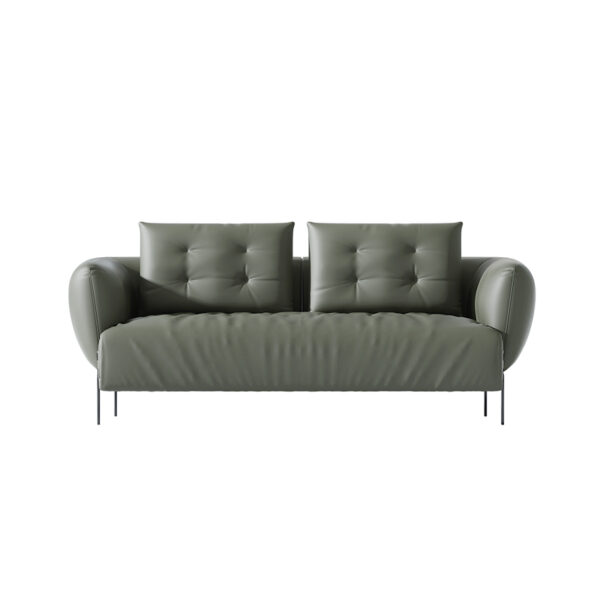 Italian Minimalist Green High-grade Leather Three-seat Sofa