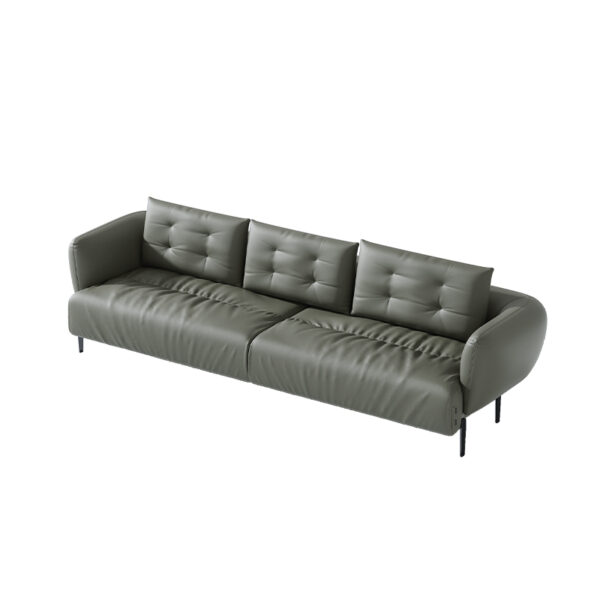 Italian Minimalist Green High-grade Leather Three-seat Sofa