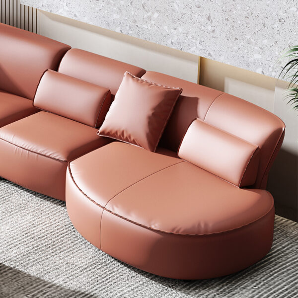 Modern Semi-circular Design Leather Living Room Sofa