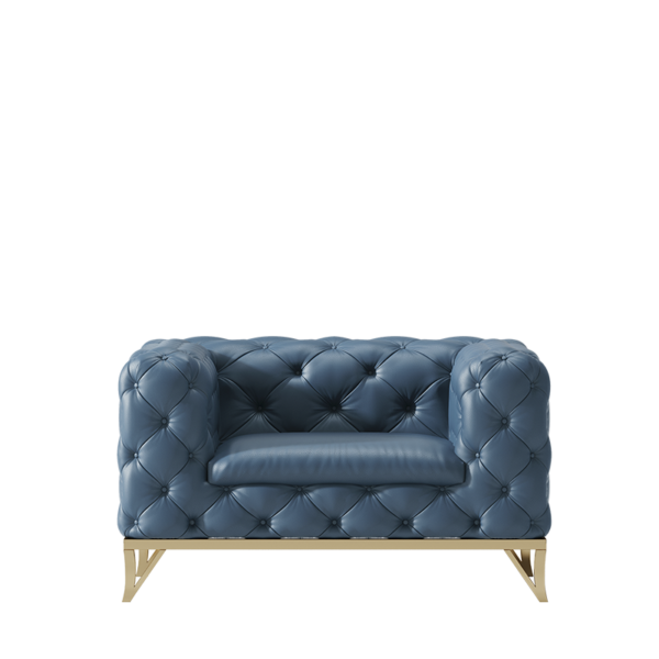 American Light Luxury Plated Titanium Gold Leather Art Buckle Sofa