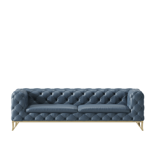 American Light Luxury Plated Titanium Gold Leather Art Buckle Sofa