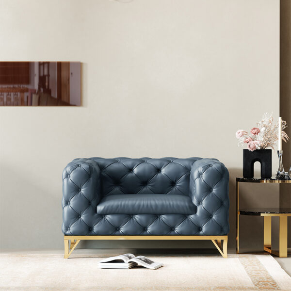 American Light Luxury Plated Titanium Gold Leather Art Buckle Sofa