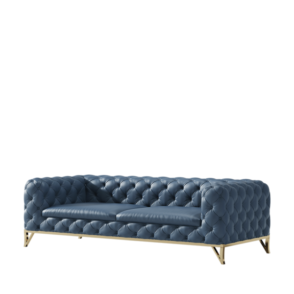 American Light Luxury Plated Titanium Gold Leather Art Buckle Sofa