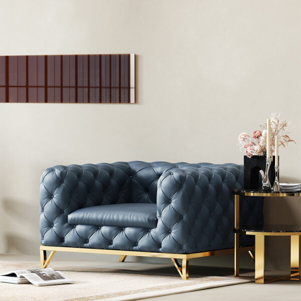 American Light Luxury Plated Titanium Gold Leather Art Buckle Sofa