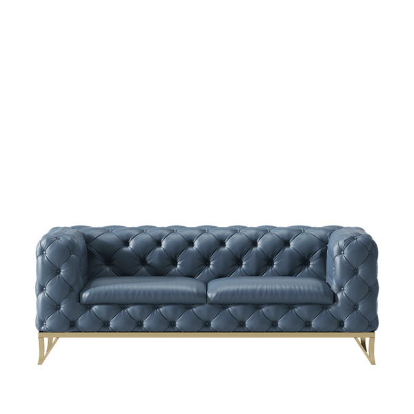 American Light Luxury Plated Titanium Gold Leather Art Buckle Sofa