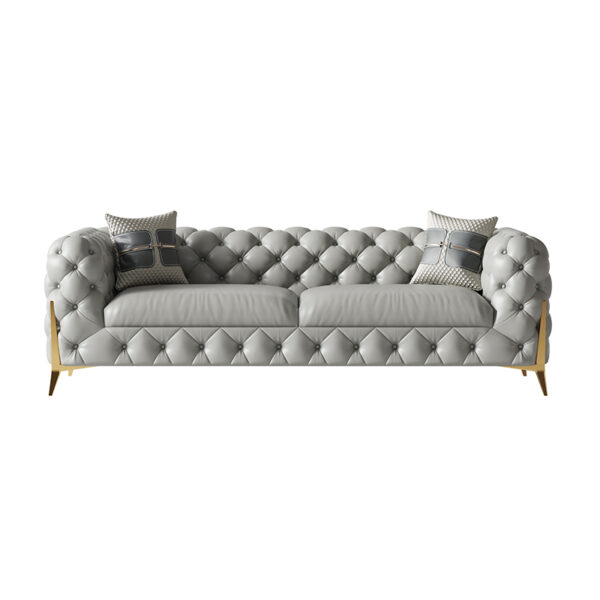 American Light Luxury Metal Pull-up Leather Sofa